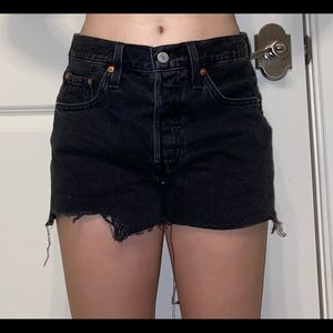 Levi 501 black jean shorts